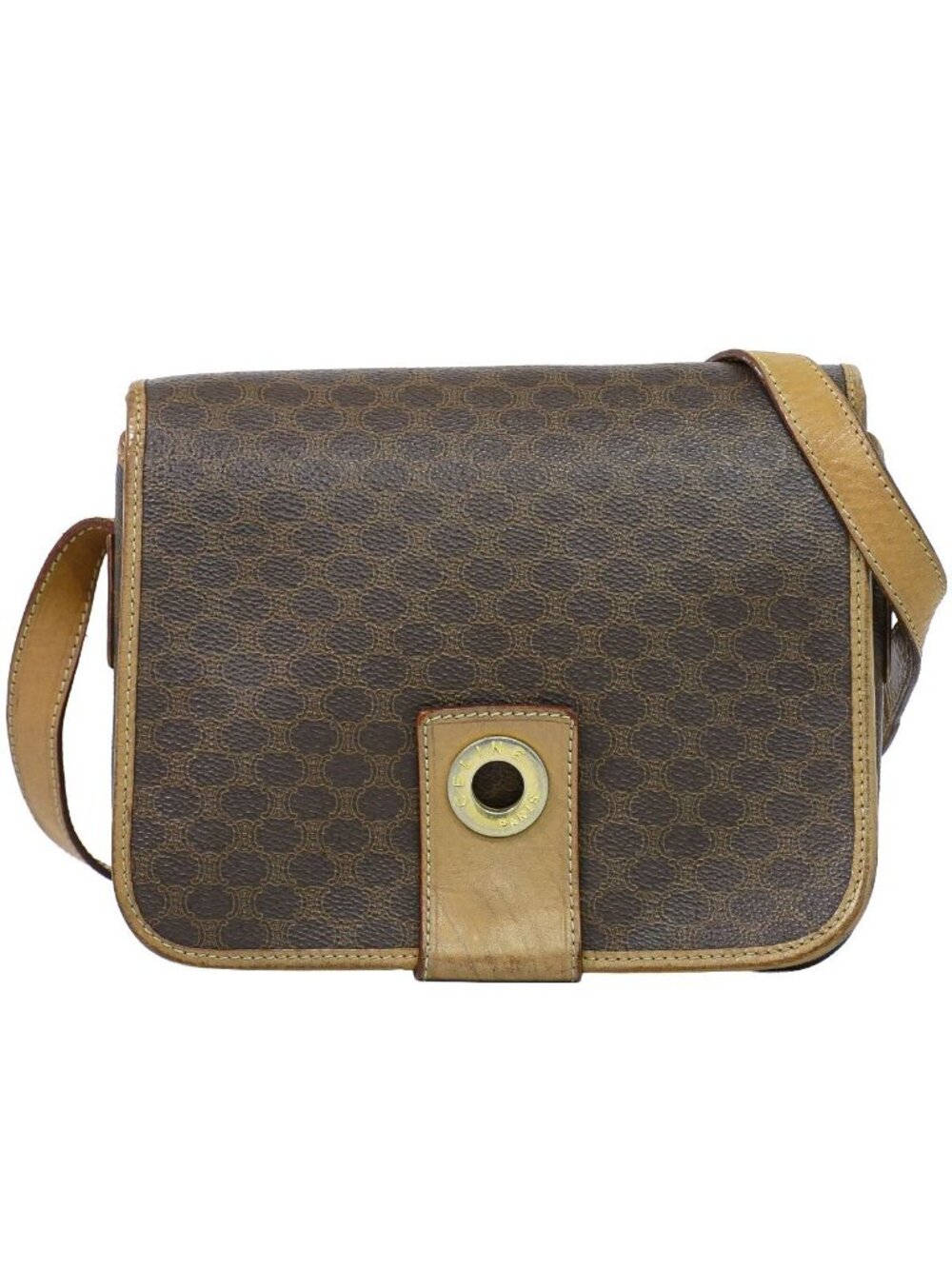 Celine Macadam Shoulder Bag Pochette Brown